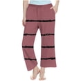 thumbnail image 5 of Lenpel Girls' Wide Leg Pants Lightweight Elastic Waist Striped Lounge Pants Loose Casual Trousers with Pockets 4-14 Y, 5 of 7