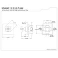 thumbnail image 2 of Kingston Brass KS4041AX Restoration Single-Handle Six-Way Diverter Valve with Square Trim Kit, Polished Chrome, 2 of 4