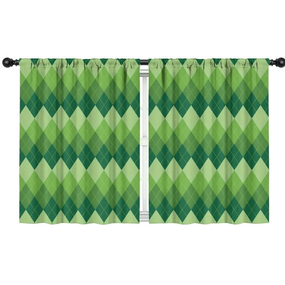 Blackout Kids Curtains,Green Argyle Pattern Childrens Insulated Curtains Set Of 2,Bedroom Essentials,Toddler Room Decor 42"x54"