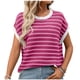 thumbnail image 2 of Tejiojio Women's Casual Striped T-shirt Round Neck Pullover Short Sleeve Top S-2XL, 2 of 8
