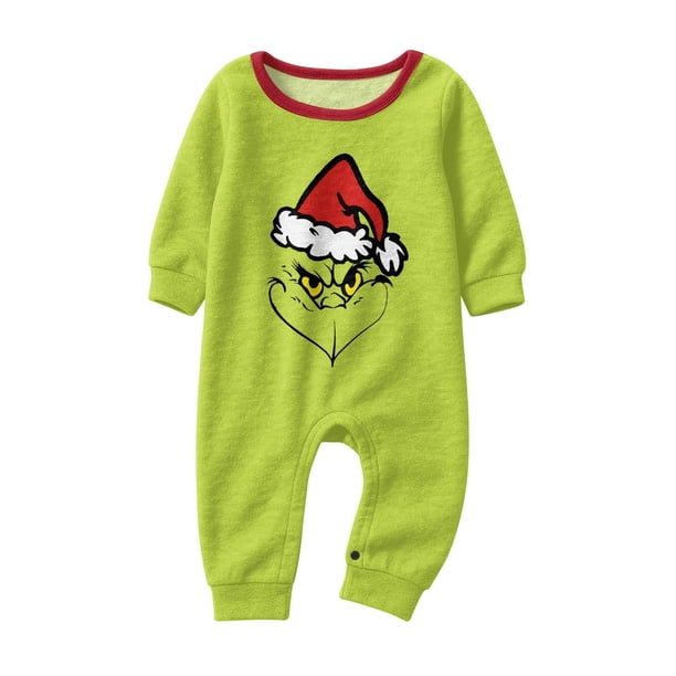 Moonsky| Green Flannel Christmas Pajamas For Family Parent-child Warm Christmas Set Christmas Letter Printed Home Wear Pajamas Two-piece Mom Set Matching Christmas Pjs For Family 18 Months