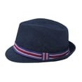 thumbnail image 3 of Premium Jeans Fabric Striped Band Fedora Hat, 3 of 3