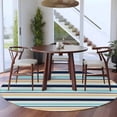 thumbnail image 4 of Minimalist Stripes Round Living Room Rugs 6 ft, Teal Navy Blue Khaki Horizontal Stripe Modern Washable Area Rug with Non-Slip Sturdy Edge Binding Round Carpet for Kitchen Office Bedroom, 4 of 9