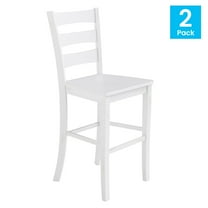 2 Piece Bar Stool, Slatted Design Back, White
