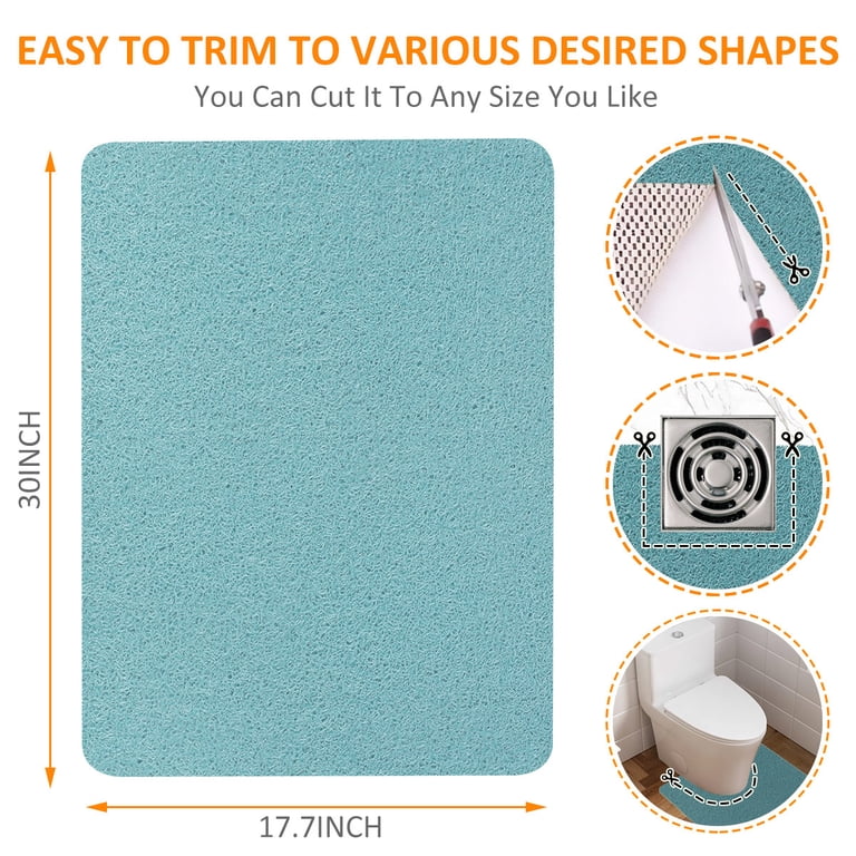 GPED 17.7x30 Non-Slip Bath Mat with Drain Holes, Blue photo 7