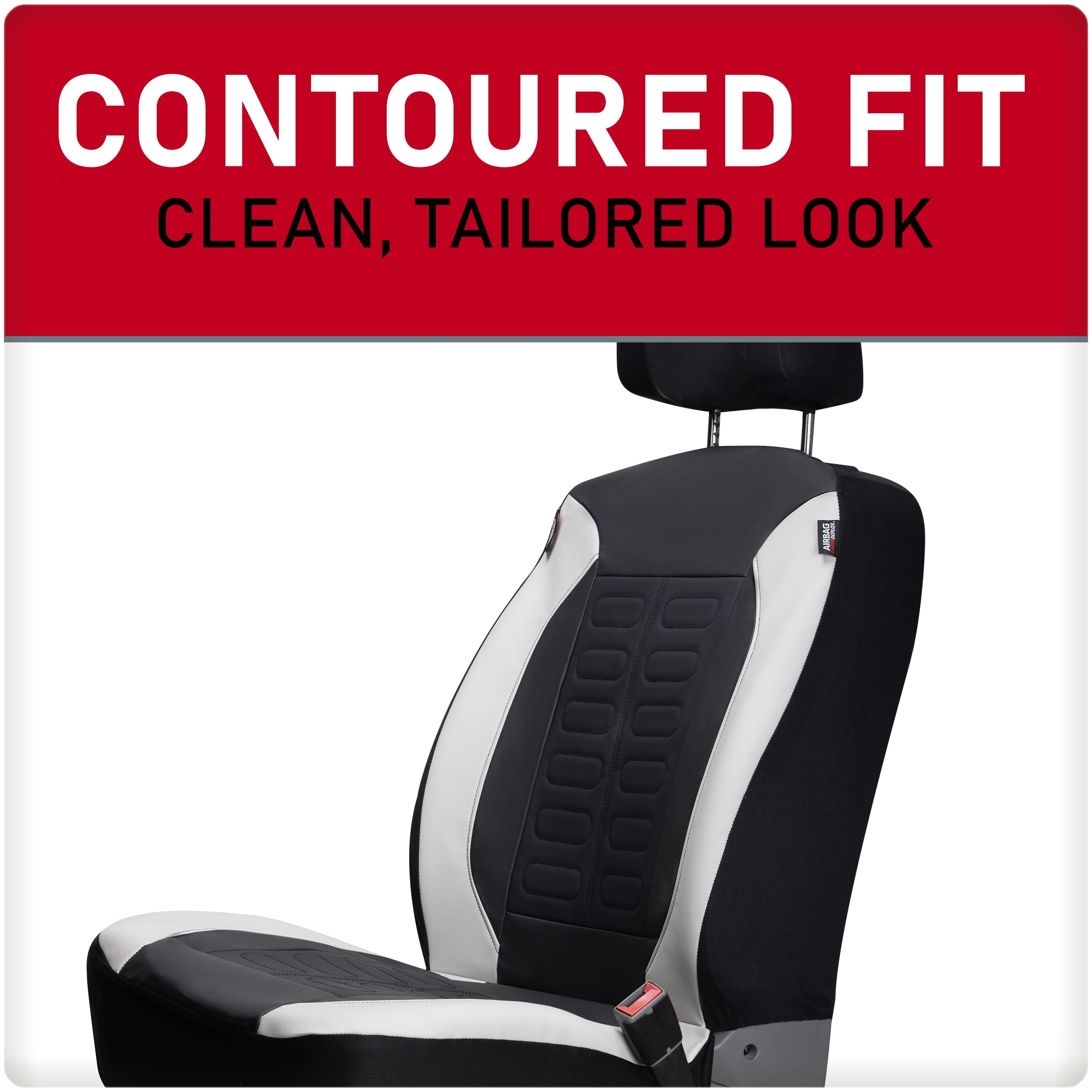 Genuine Dickies 2-Piece Black-Gray Vegan Leather Truck Seat Covers