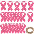 thumbnail image 1 of 24 Pieces Breast Cancer Pink Ribbon Wall Decor Breast Cancer Wood Cutouts Pink Breast Cancer Wall Art Wooden Wall Art Hanging Sign with 32.8 Feet Ropes for Breast Cancer Awareness Wall Decor (Pink), 1 of 7