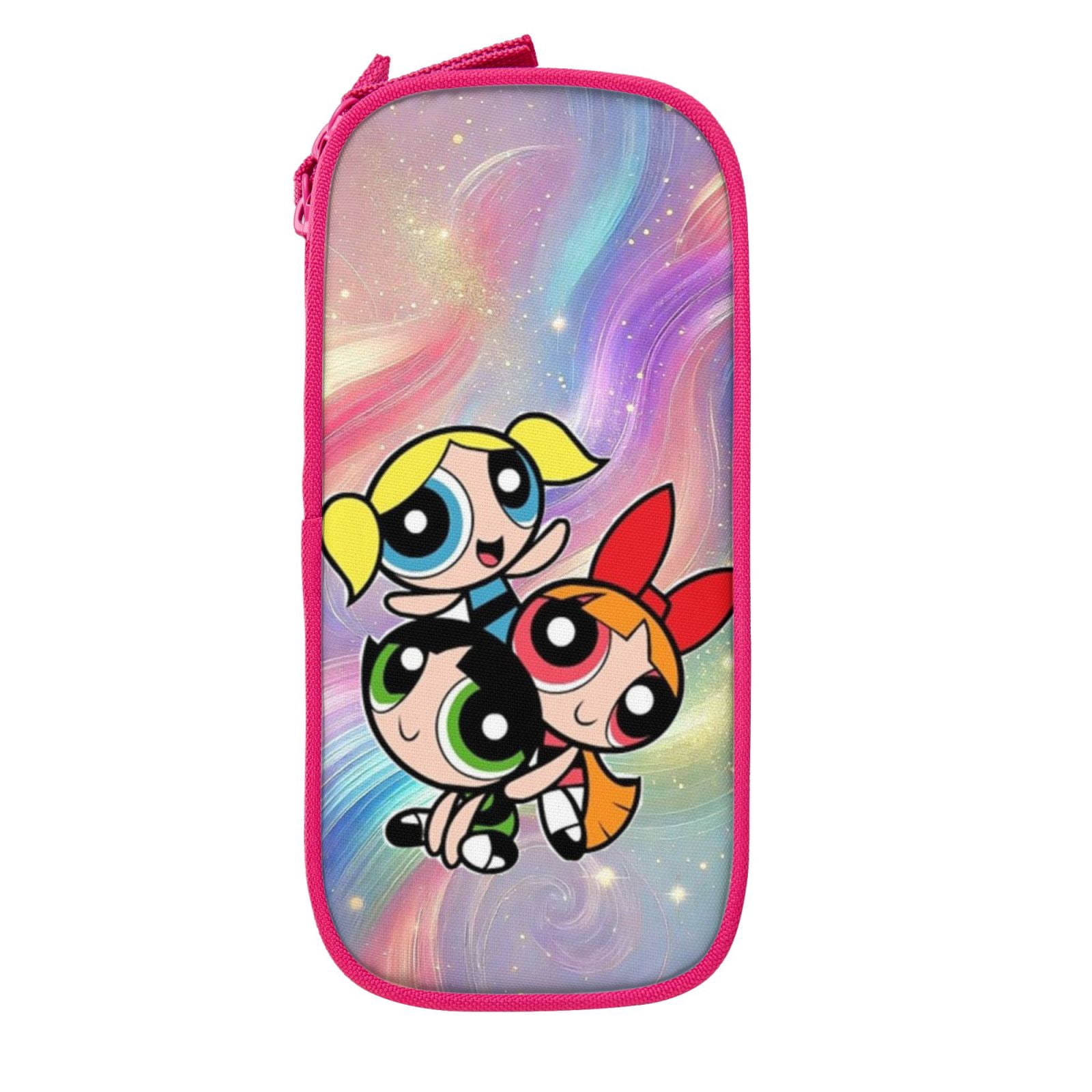 The Powerpuff Gi-rls Pencil Case Large Capacity Pencil Pouch Pen Bag Office Stationery Organizer Travel Makeup Bag Pink