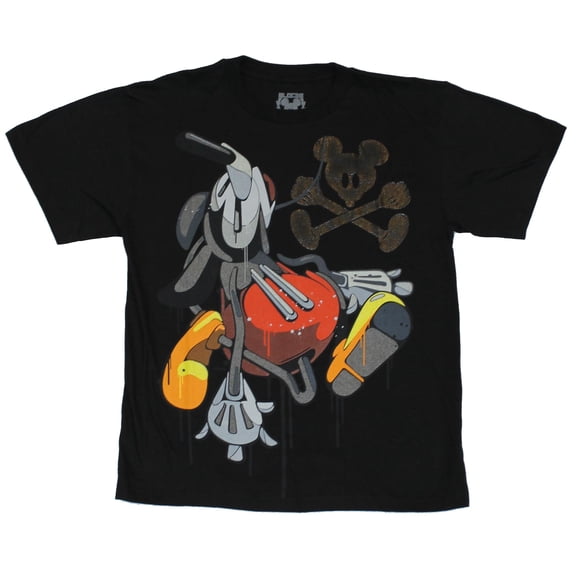 Mickey Mouse Mens T-Shirt - Bloc 28 Sparkly Metallic Trimmed Abstract Mickey (X-Small)
