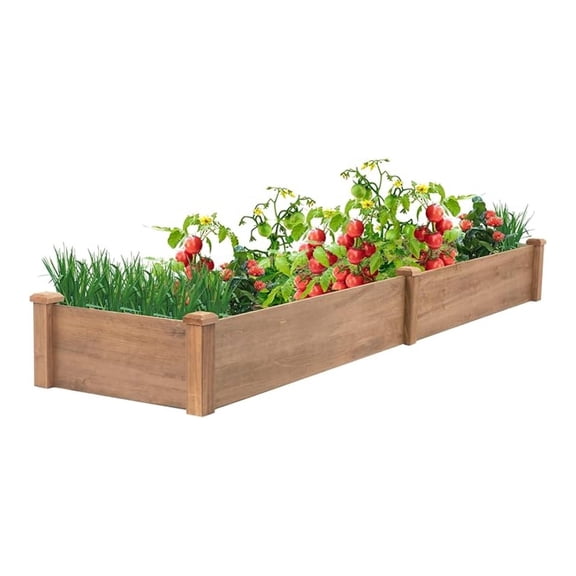 Raised Garden Bed Without Legs 8x2Ft ft Large Elevated Wood Planter Box for Vegetables, Flowers, , and （Brown）