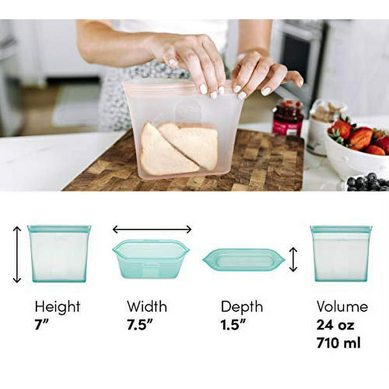 Zip Top Reusable 100% Silicone Reusable Food Storage Bag and Container,  Made in the USA - Sandwich Bag - Lavender