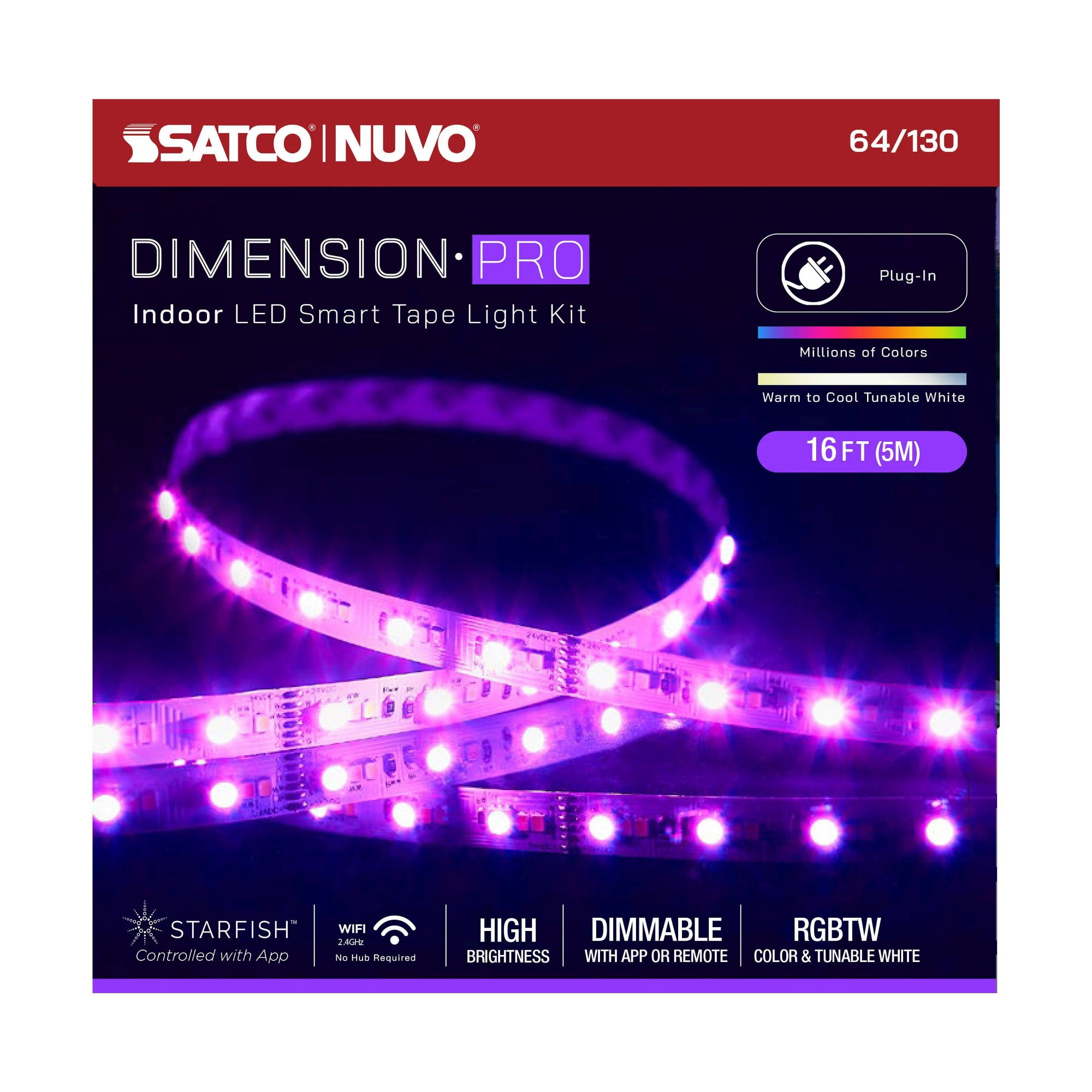Nuvo Lighting - Dimension Pro - 18W LED Tape Light with Plug Connection In