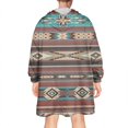 thumbnail image 2 of Wearable Oversized Blanket,Brown Geometric Triangle Diamond Pattern Wearable Blanket Hoodie for Adults,Cozy Hooded Blankets with Super Pockets,Super Warm Fuzzy Pullover for Women & Men, 2 of 6