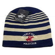 Beverly Hills Polo Club Beanie Hats, Unisex Knit Caps, Beanie Hat Skull Cap for Adult Men and Women (Uncuff Stripe Navy)