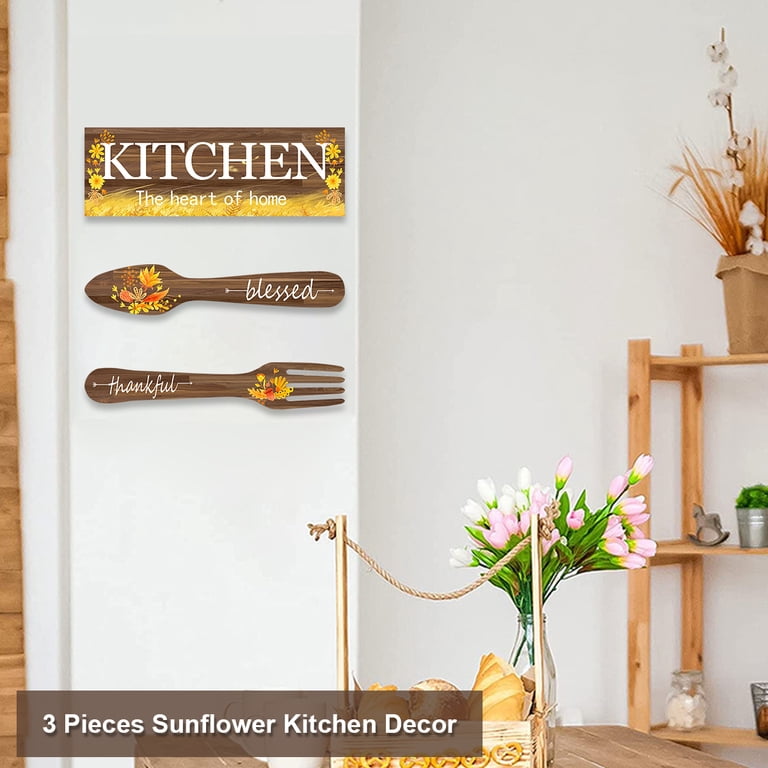 Farmhouse Metal Wall Art Sign Set Of 3 – Kitchen Dining Room Decor, Housewarming Gift, With Pre-Drilled Holes