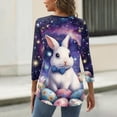 thumbnail image 4 of Lumtrix Easter Shirt for Women Bunny Graphic 3/4 Sleeve Tops Colored Eggs Print Tees Round Neck Blouse Loose Fit Tunic Dark Purple L, 4 of 4