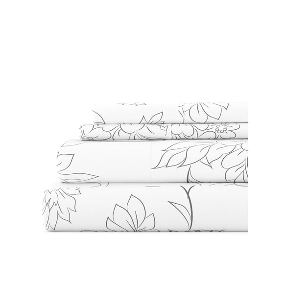 Juego de Sábanas Antiarrugas Ultrasuaves y Transpirables, Estampado de Vine de Granja Gris para Ropa de Cama Tamaño King de Comfort Canopy