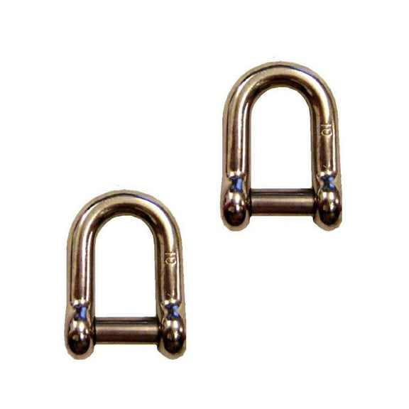 3/8" Screw Pin D Shackle w/ Hex Sink Pin Stainless Steel - 2 Pack