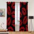 thumbnail image 2 of Kitchen Curtains 84 Inch Length 2 Panels, Red Lips Grommets Window Treatment Curtain, Modern Abstract Romantic Texture Aesthetic Thermal Curtains Drapes for Living Room/Bathroom, 2 of 9