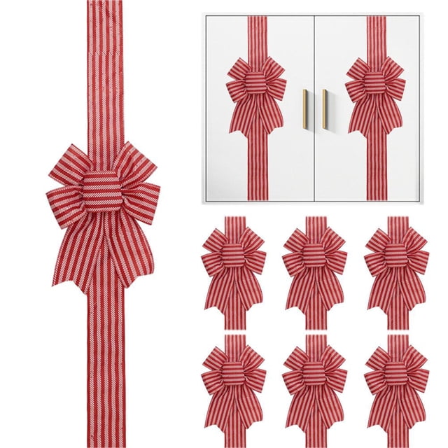 Decorative Bow Streamer With Fastening Mechanism For Windows Doors And Gifts Red And White Heart Or Stripe Pattern Fabric
