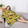 thumbnail image 5 of Oversized Wearable Blanket Hoodie,Yellow Boston Terrier and Flower Sherpa Blanket Hoodie with Super Pockets,Super Warm Fuzzy Pullover for Women & Men, 5 of 6