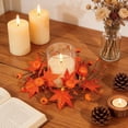 thumbnail image 5 of geerera Fall Maple Leaf Candle Ring with Berries, Artificial Autumn Mini Wreath for Pillar Candles, Rustic Harvest Tabletop Centerpiece for Thanksgiving Home, 5 of 7