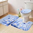 thumbnail image 4 of White Blue Daisy Bathroom Rugs Set Spring Watercolor White Floral Leaf Plant Blue Background Non Slip Absorbent Bath Mats 3 Piece Set, U-Shaped Floor Mat, Toilet Seat Cover Large Size, 4 of 9