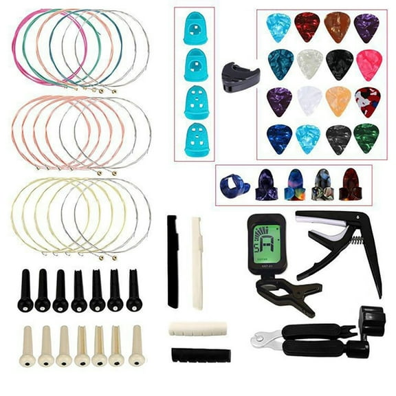 58-Piece Guitar Accessories Kit with Acoustic Strings, Tuner, Capo