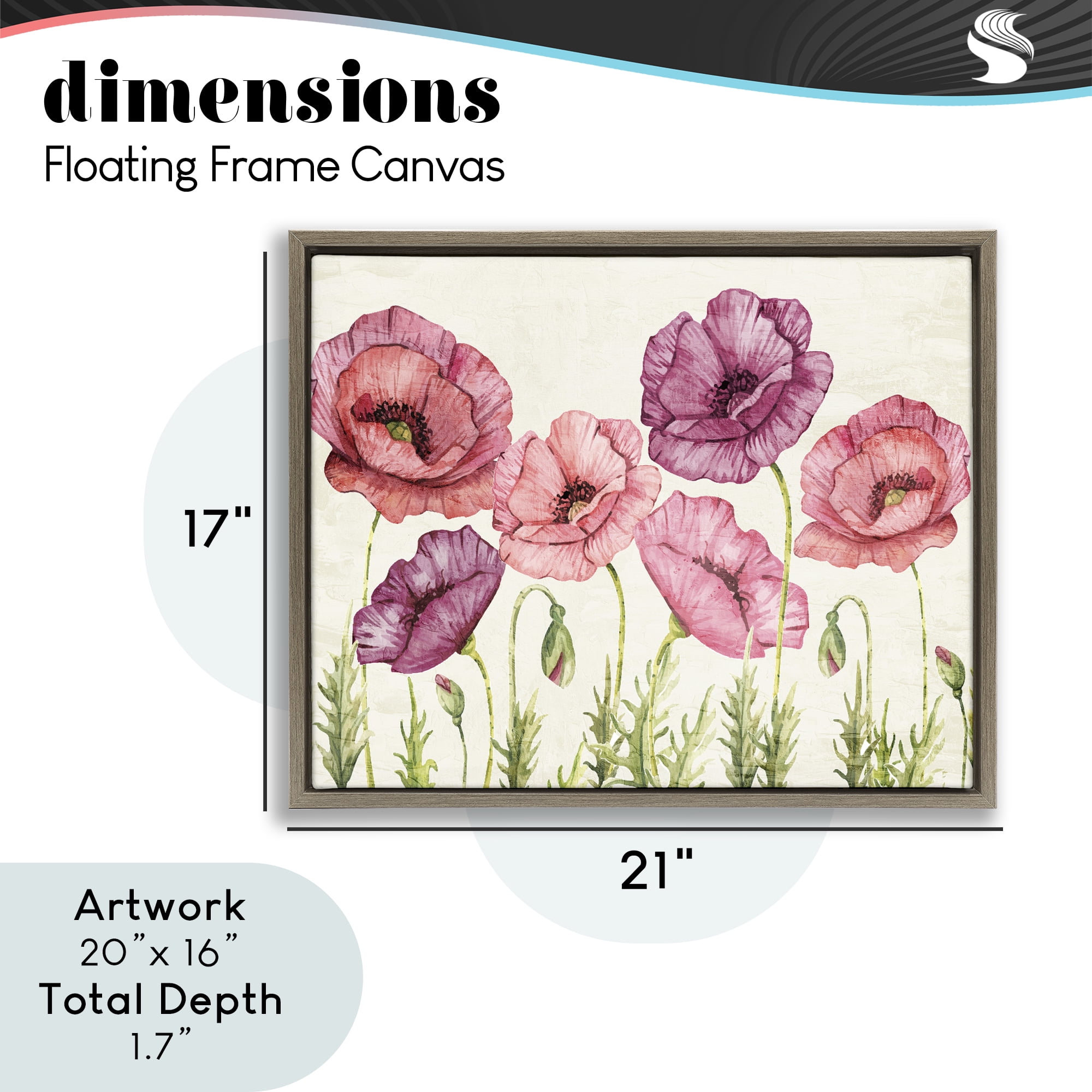 Stupell Industries Poppy Days Vintage Blooms Brown Framed Floater Canvas Wall Art, design by Kim Allen