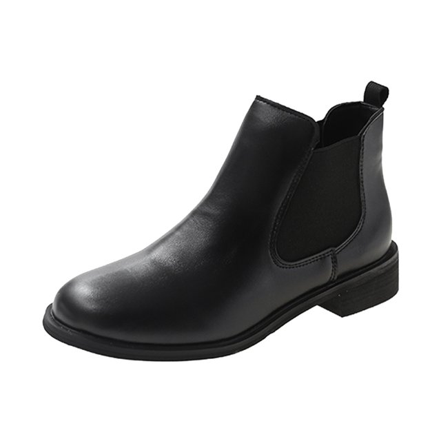 NECHOLOGY Botas Mujer Adulto Femenino Zapatos Botines mujer mujer cuero artificial Color sólido otoño suela gruesa tacones cuadrados Slip On Botines cortos zapatos de punta redonda (Black, 7)