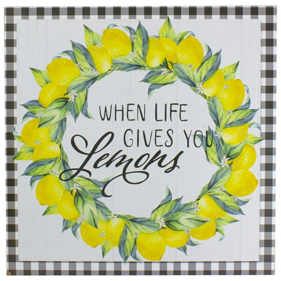 Northlight White and Black Gingham "When Life Gives You Lemons" Decorative Wall Art 13.75"