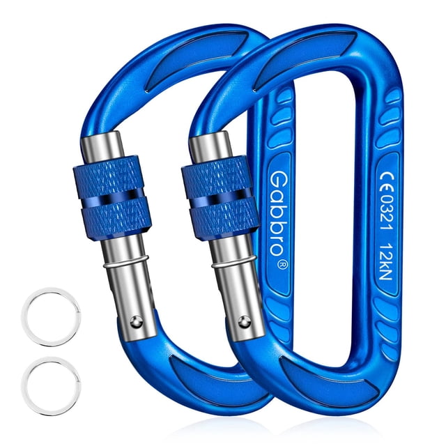 Ganchos Mosquetones GABBRO de Alta Resistencia 12kN (1224 kg) de Aluminio, Pack de 2