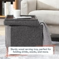 thumbnail image 2 of YYEAN Square Storage Ottoman Linen Foldable Tufted Cube Storage Ottoman Foot Rest Stool/Seat with Table Top Lid, Coffee Table Ottoman - 15" x 15" x 15" -Linen Charcoal Gray, 2 of 9