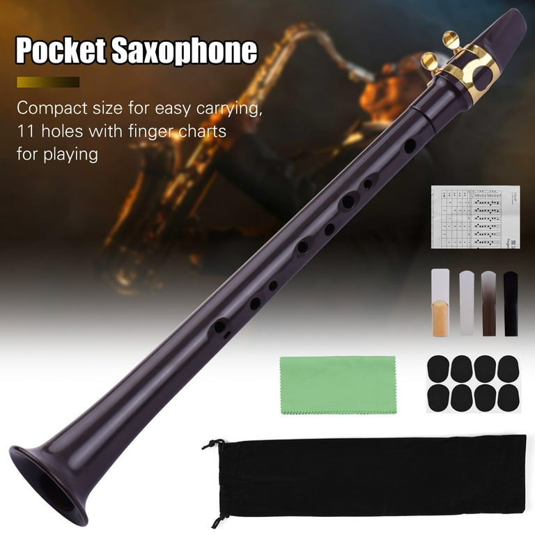 Carevas Pocket Saxophone Kit, FOVERN1 Mini Sax Portable Woodwind Instrument  Professional instruments Ligature 4pcs Reeds 8pcs Pads Finger Charts
