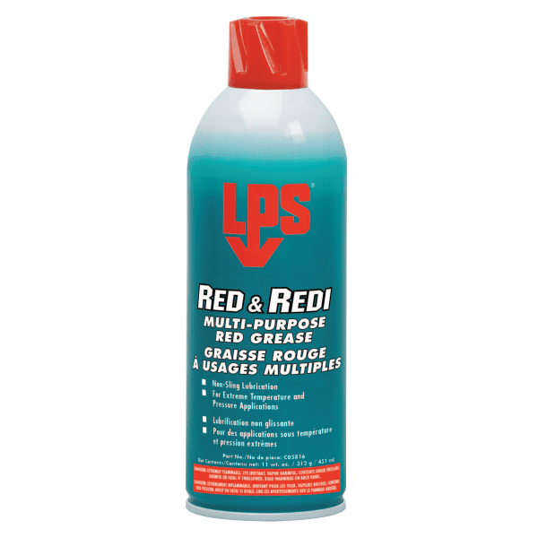Red and Redi MultiPurpose Red Grease, 16 oz Aerosol Can