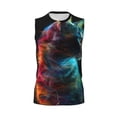 thumbnail image 6 of Lsque Neon Spectrum Cat Portrait Print Men's Cotton Blend Sleeveless Muscle Shirts (S-3XL)- Moisture Wicking, Odor Protection, UPF 30+,Large, 6 of 8