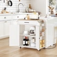 thumbnail image 2 of Kitchen Island with Power Outlet, Kitchen Storage Island with Spice Rack and Drawer, Rolling Kitchen Cart on Wheels, for Home, Kitchen and Dining Room, White and Natural WN82UZD01G1, 2 of 9
