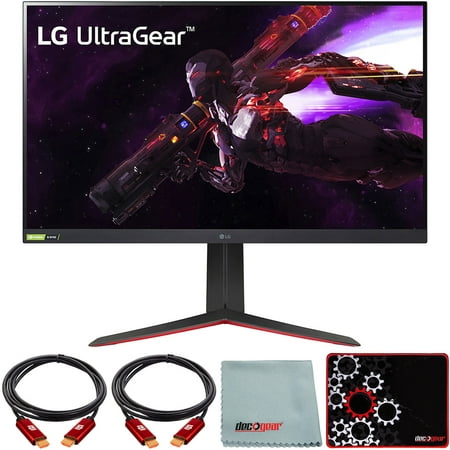 LG 32GP850-B 32 inch Ultragear QHD Nano IPS 165Hz HDR Monitor + G-Sync Compatibility Bundle with Deco Gear HDMI Cable 2 Pack + Gamer Surface Mousepad + Screen Cloth