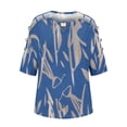 thumbnail image 4 of Ichuanyi Womens Swimsuits Clearance Sexy Women Casual Printed Half Sleeve Halter Necklace Clod Shoulder Pullover Blouse T-shirt Tops Ichuanyi Ichuanyi, 4 of 5
