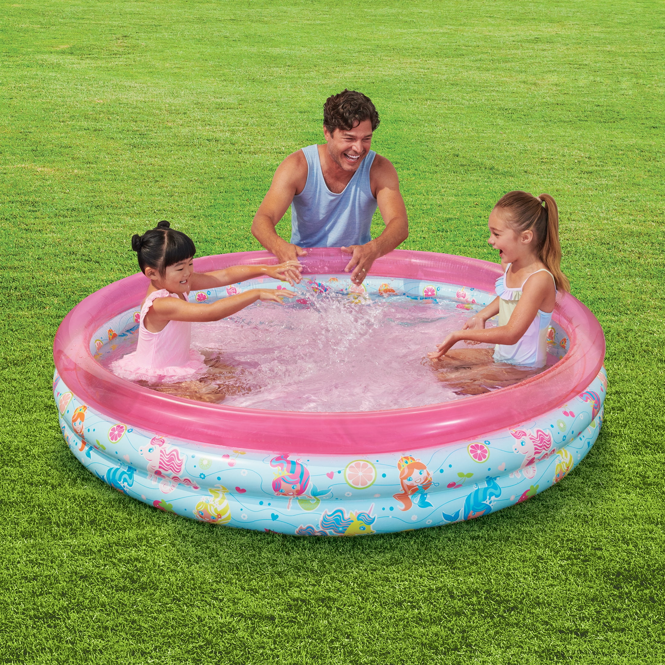 Play Day Play Day Inflatable Pink Unicorn 3-Ring Pool  SHIPS FAST 