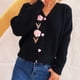 thumbnail image 4 of Ailaofu Women's Long Sleeve Knit Sweater Open Front Cardigan Button Loose Outerwear, 4 of 5