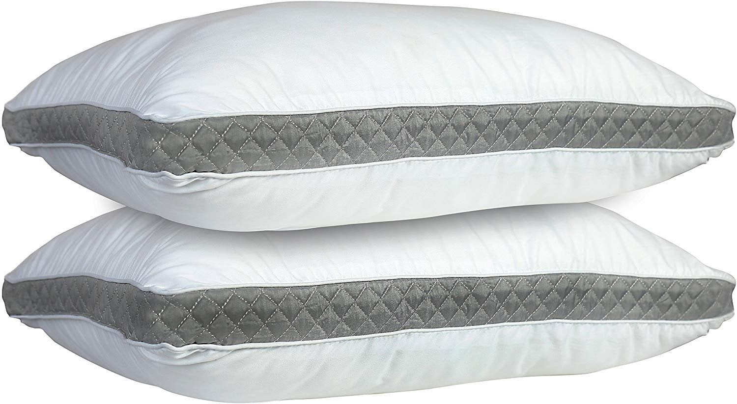 Lux Decor Collection Gusseted Quilted Bed Pillows - Set of 2 Premium