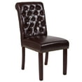 thumbnail image 2 of Merrick Lane Upholstered Parsons Chair with Nailhead Trim in Brown Faux Leather, 2 of 12