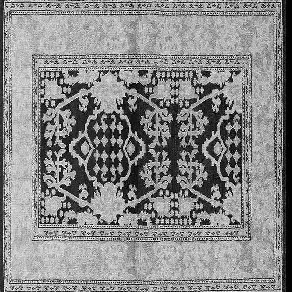 Ahgly Company Indoor Square Oriental Gray Industrial Area Rugs, 4' Square