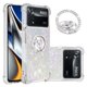 thumbnail image 1 of Funda para Xiaomi Poco X4 Pro 5G con Brillo Líquido Flotante, Purpurina, Parachoques y Anillo Giratorio Soporte, 1 of 5