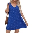 thumbnail image 2 of Women'S Casual Summer Sun Dresses Polka Dot Beach Cover Up V Neck Sleeveless Tank Dress with Pockets Blue L, 2 of 8