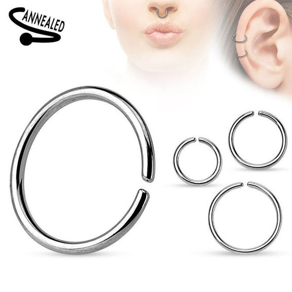 Seamless Nose Ring Bendable Steel Nose Hoop 20G 18G 16G Black Gold Multi