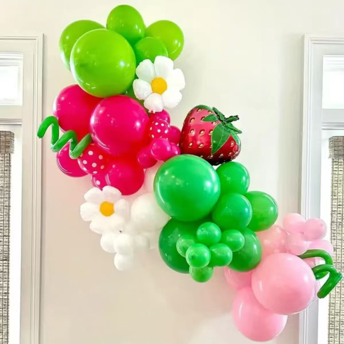 Strawberry Balloons Arch Kit 145 Pieces, Red Light Pink Green and White with Balloon for Strawberry Party Decoration, Girls or Boys Birthday  Berry Sweet Baby Shower Decorations