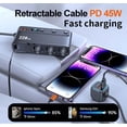 thumbnail image 4 of Cigarette Lighter Adapter with Retractable Car Charger,45W USB C Car Accessories 3 Socket Heavy Duty Truck Car Plug Outlet Splitter Fast Charging 12V/24V Independent Switch Multi Port for Car Devices, 4 of 4