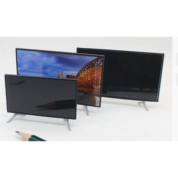 OUNONA 2-Piece Dollhouse Furniture Set: 1:12 Scale Miniature TV With Stand - Realistic Tiny Television for Mini House Decor